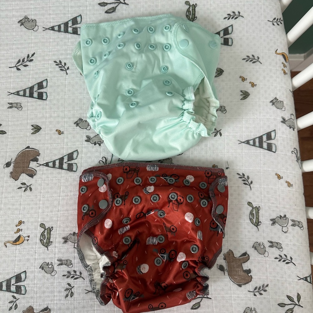 Mint and Red Tractors Reusable Cloth Diapers